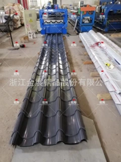 杭州批发 0.4厚铁青灰彩钢琉璃瓦765型755型 猫头滴檐
