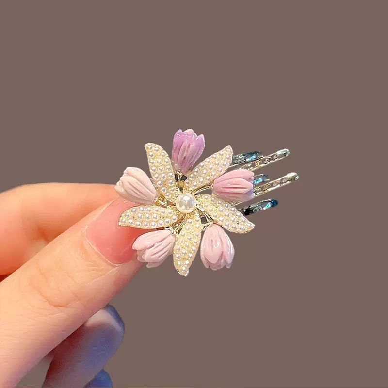 Women's Sweet Flower Alloy Plating Inlay Artificial Pearls Hair Claws display picture 4