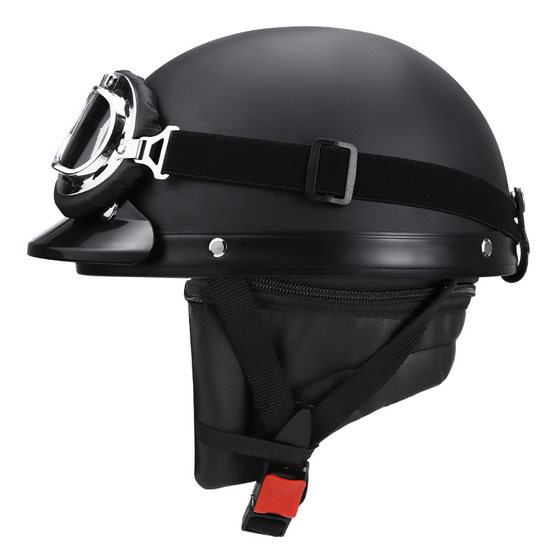 Helmet men's electric car Winter retro helmet women's lightweight four seasons leather helmet couple battery car helmet warm half helmet