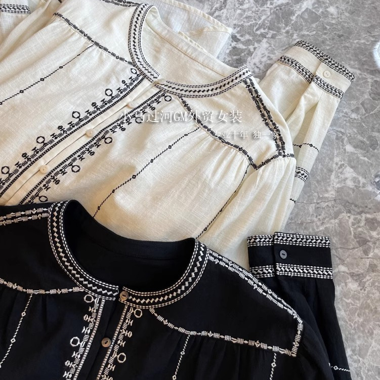 目を閉じて収集、ハイエンドの宝物アイテム!!エスニック風～長綿立体刺繍ゆったり長袖シャツ女性用|undefined