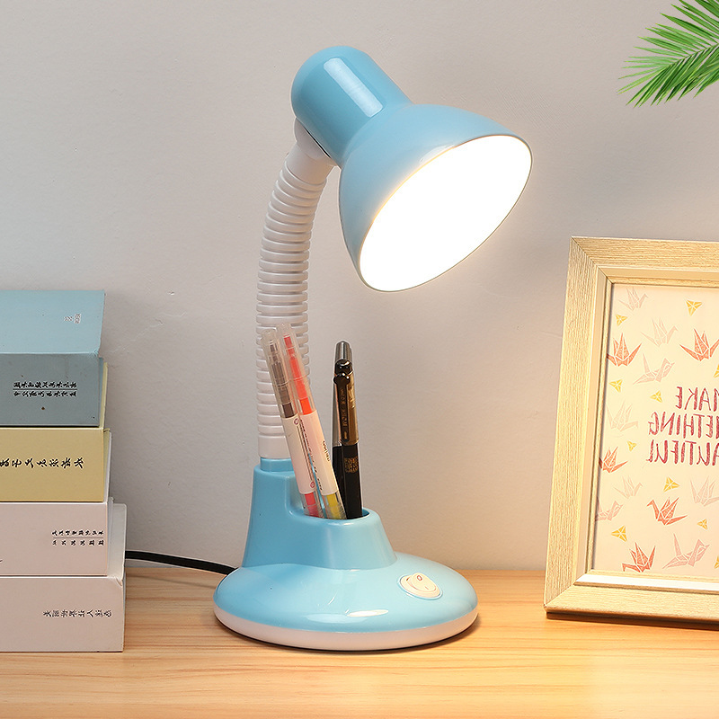 Plug-In Small Desk Lamp Hardware Store Wholesale Street Stall Lighting Fixture for Study Use, Handmade E27 Screw Socket, Replaceable, Eye Protection