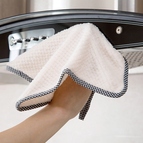 [Hangable thickened rag] Coral velvet lint-free hand towel, scouring pad, non-stick oil housekeeping cleaning rag
