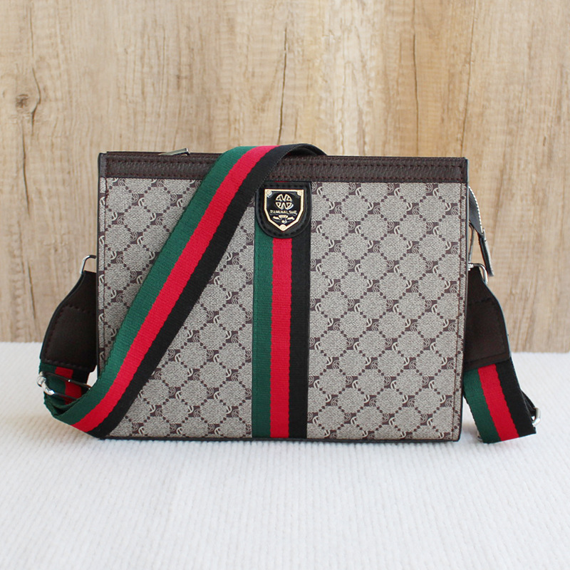 Handbag Men's Crossbody Bag Business Casual Large Capacity Stylish Bag Men's Fashionable Hard Leather Clamp Bag Men's Plaid Bag
