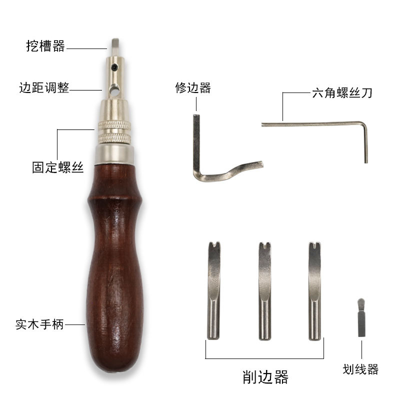 7-in-1溝切り器、革縁取り器、エッジトリマー、縁線器、7-in-1溝切りツール、多機能溝切り器|undefined