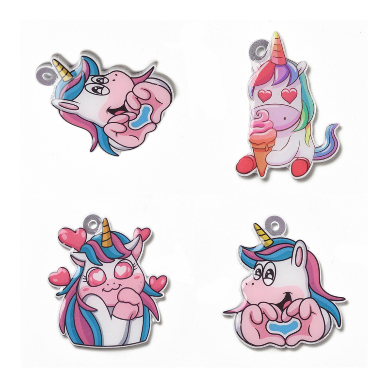 Acrylic Cute Animal Santa Claus Series Pendant Flat Round Pendant Personalized Fashion Simple DIY Accessories