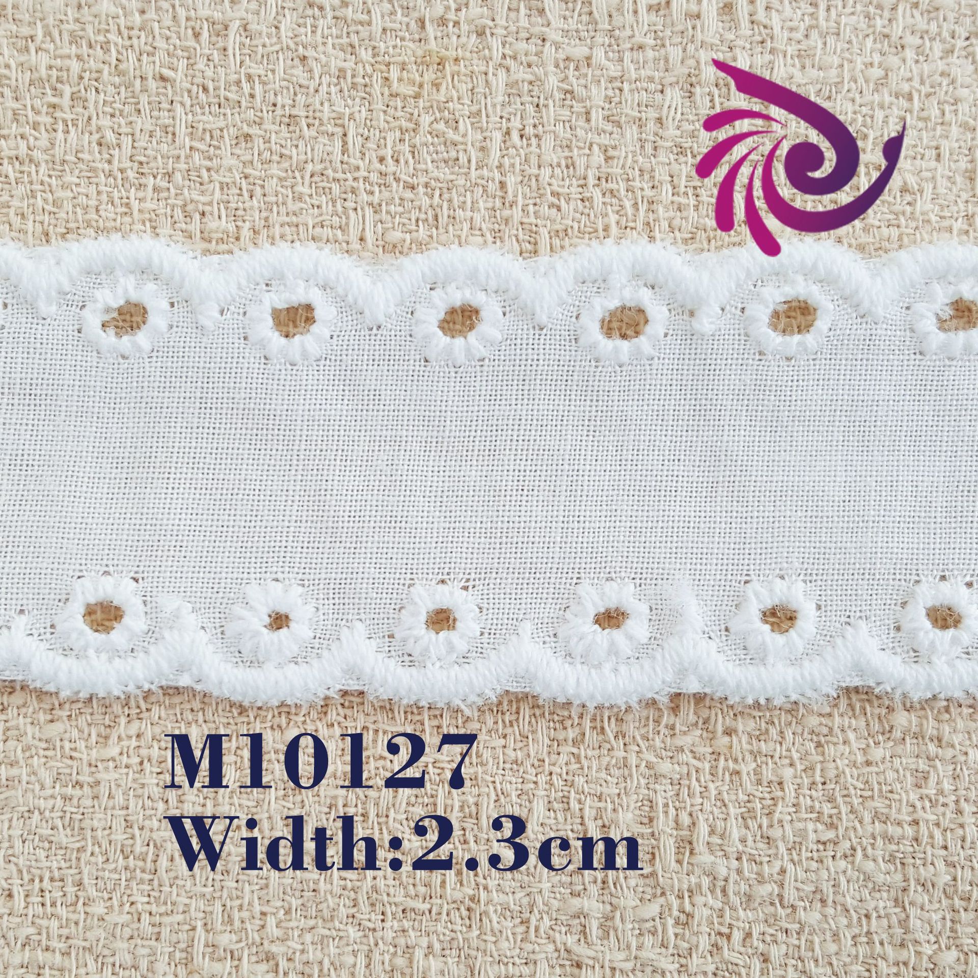 2.3cm双边波浪圆孔棉布花边 全棉浪形刺绣辅料 童装女装服装配饰