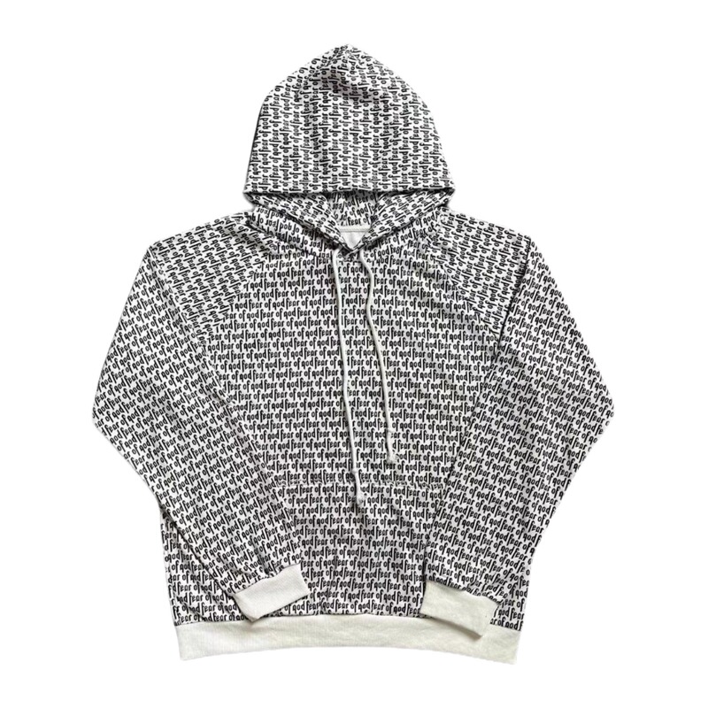 All-Over Printed Sweatshirt, Spring and Autumn Style, Letter Print, Hooded, Unisex, High Street Fashion, European and American Celebrity Style Top