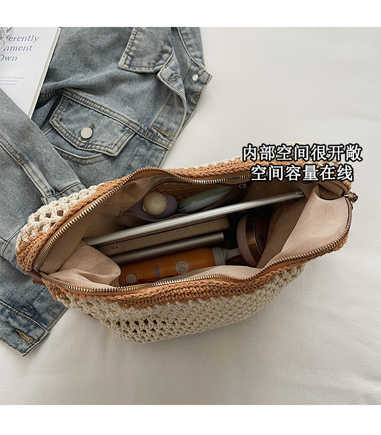 Summer versatile single-shoulder bags, trendy and fresh woven bags, seaside vacation beach bags, large-capacity travel bags undefined