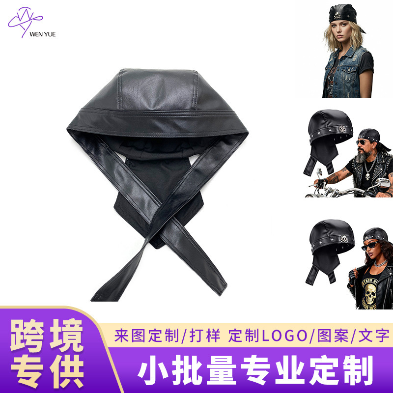 Skull Rivet Leather Hooded Strap-On Hat for Men, Cross-Border Wholesale Motorcycle Hat, Harley Hat, Pirate Hat, Pu Headgear Skull Rivet Leather Hooded Strap-On Hat for Men, Cross-Border Wholesale Motorcycle Hat, Harley Hat, Pirate Hat, Pu Headgear