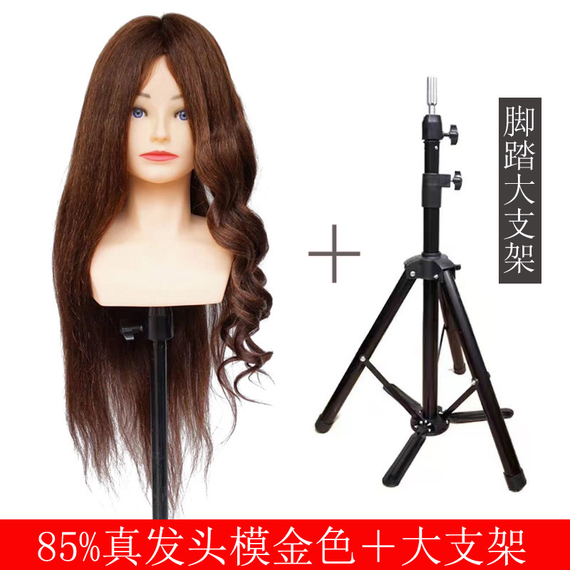 Cabeza de modelo con hombros de cabello real cabeza de maniquí ejercicio de cabello trenzado maquillaje de modelado cabeza de muñeca de rollo caliente