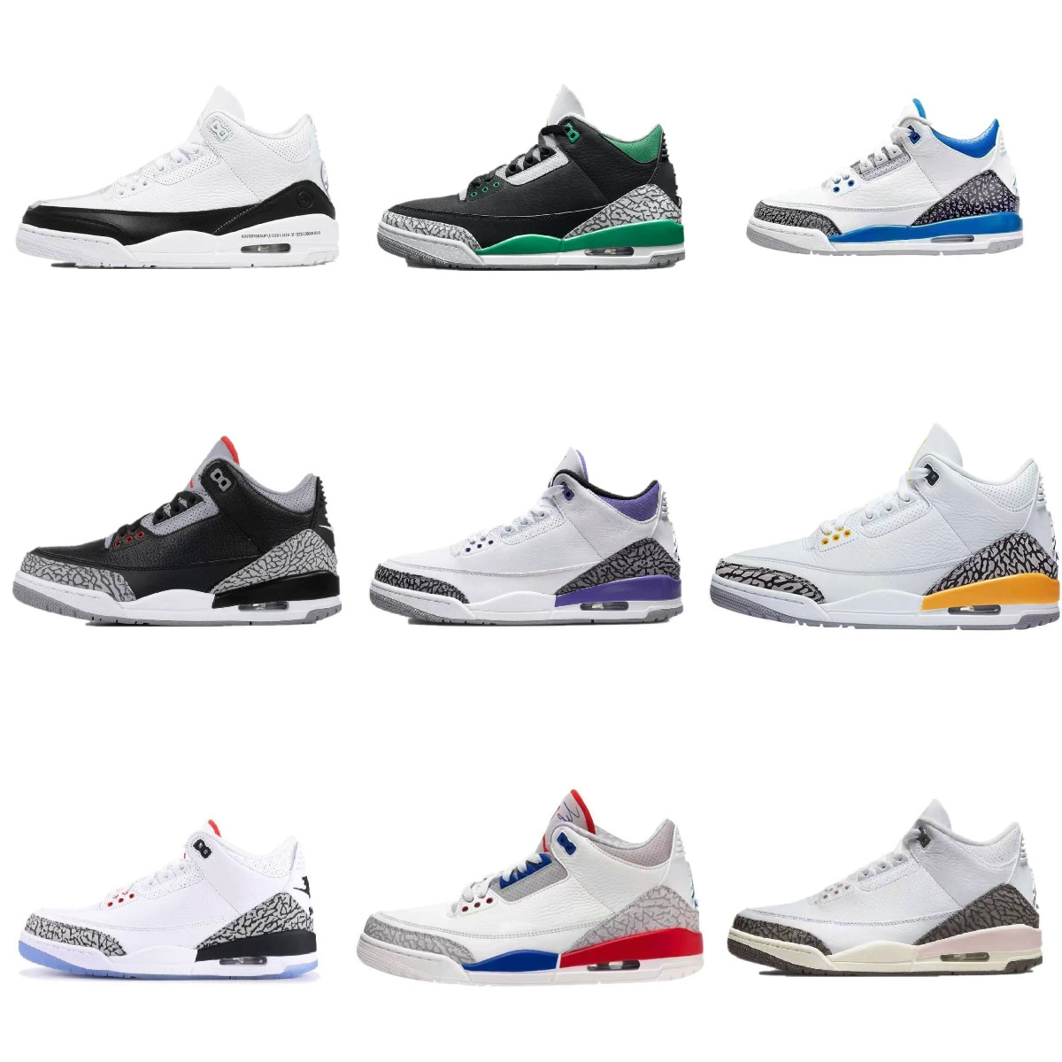 Putian Shoes AJ3 Северная Каролина Никс Гонки Синий Фудзивара Хирохиллорофилл Цяо 3 Мужские и женские надувные баскетбольные кроссовки