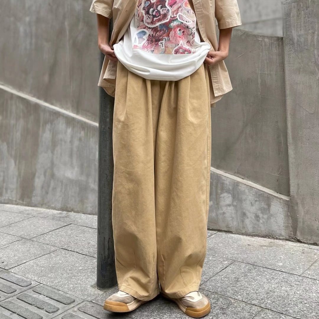 潮流ins日系复古工装裤子男国潮直筒宽松阔腿裤高街潮牌休闲长裤