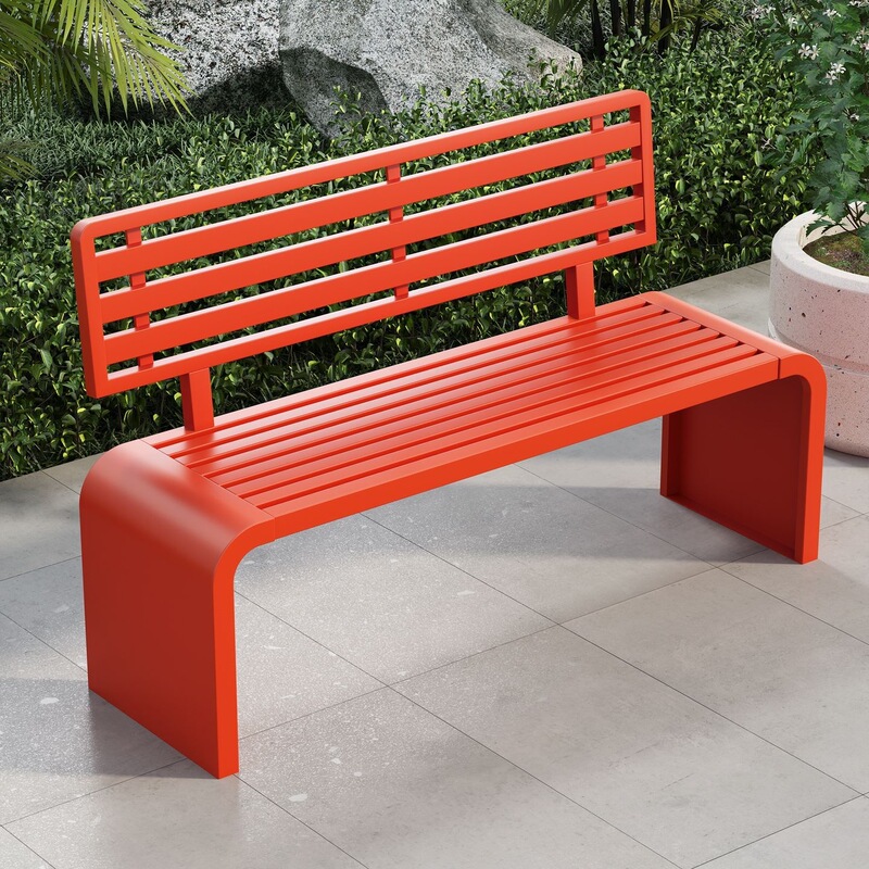 Commercial outdoor leisure long bench seating, garden bench, stainless steel simple leisure park chair with backrest Commercial outdoor leisure long bench seating, garden bench, stainless steel simple leisure park chair with backrest