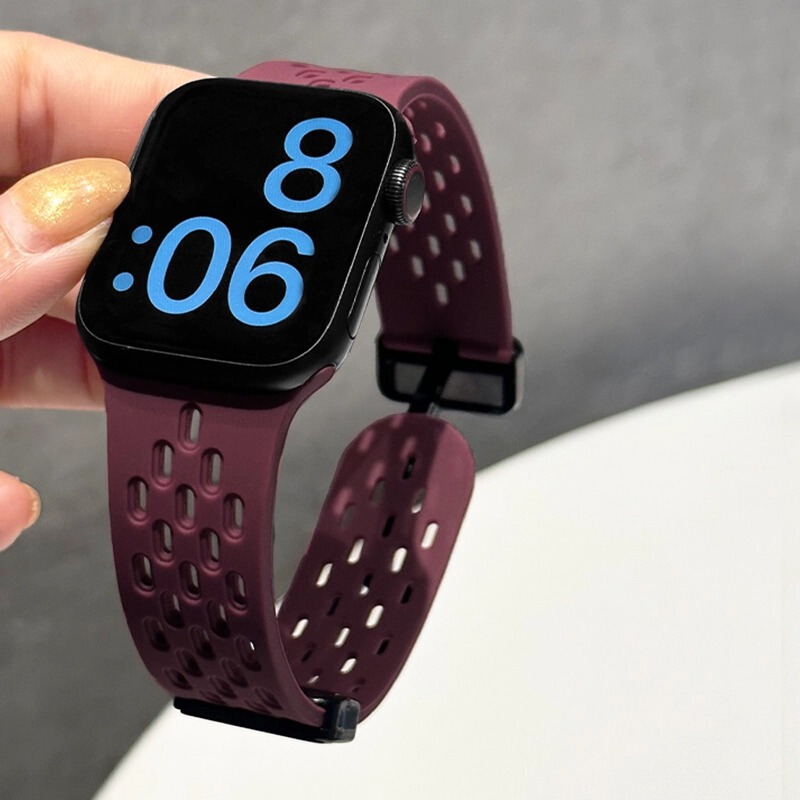 Apple の新しいホールシリコン磁気バックル iwatch ストラップ夏 7 通気性 8applewatch 男性と女性に適しています|undefined