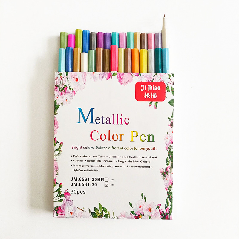 Metal brillante pintura pluma DIY graffiti negro cartón especial pluma de metal álbum pluma flor de cerezo rotulador oro y plata