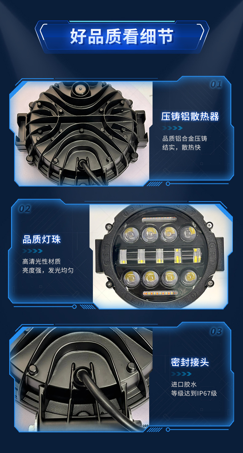 Round 15-LED Dual Color Car Light, Work Light, Daytime Running Light