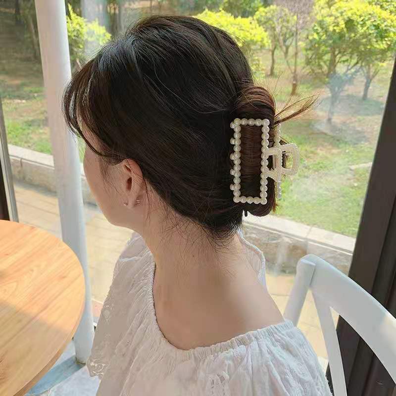 8cm 진주 머리핀 뒤 머리 목욕 잡아 클립 여자의 큰 한국 우아한 머리 최고 클립 머리 장식 B