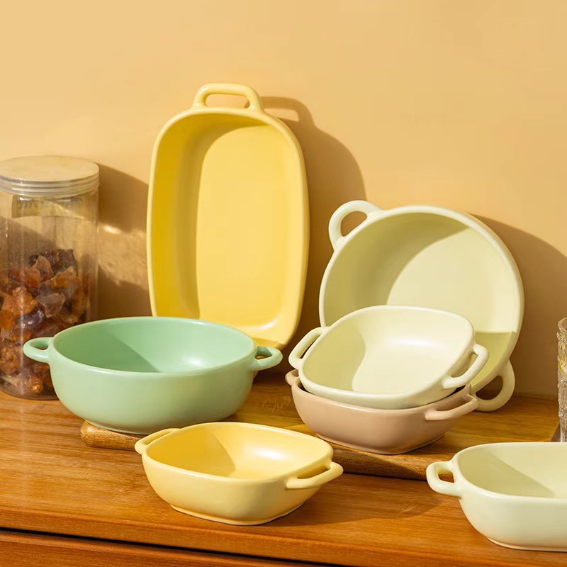 Nórdico hogar aire freidora cuenco especial de cerámica horno de microondas doble oreja cuenco de postre cuenco de ensalada de frutas cuenco de yogur