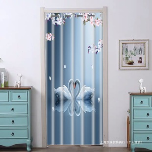Punch-free Door Curtain Partition Curtain Wind-blocking Fabric Bedroom Household Toilet Fitting Room Kitchen Bathroom Cloth Curtain