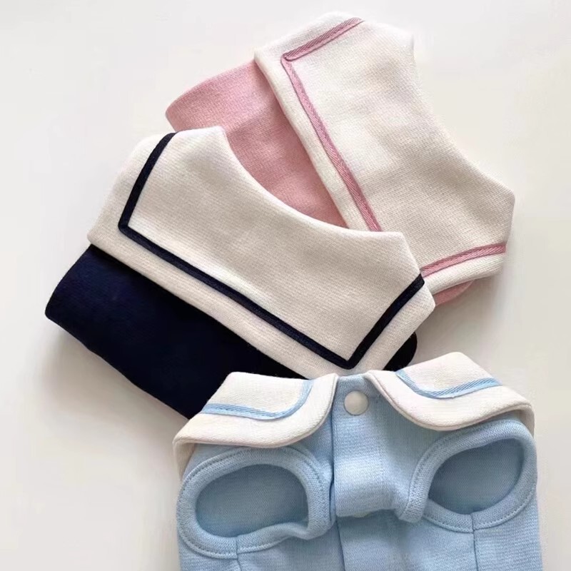 Navy Collar Vest Summer Thin Puppy Clothes Cat Pet Teddy Bichon Pomeranian Small Puppy Spring & Fall