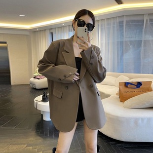 brown Suit Jacket Women's High-end Sense Spring and Autumn New Internet Celebrity Casual Small High-end Elegant Suit Top Trendy