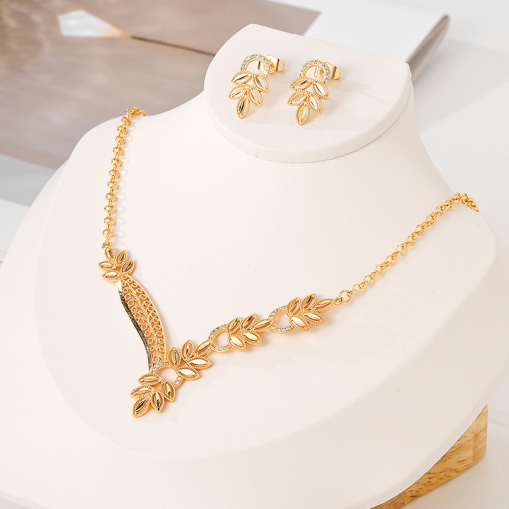 2024 explosión transfronteriza opciones aretes collar conjunto de bronce mujer joyas de piedra de zinc de moda dos piezas conjuntos de joyas exquisitas