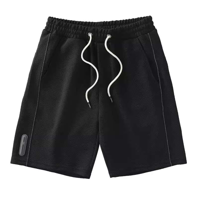 Pantaloncini casual da uomo in maglia waffle con trama a nido d'ape e stampa ananas, traspiranti e dalla vestibilità ampia, ideali per l'estate e l'attività sportiva._voghion.com