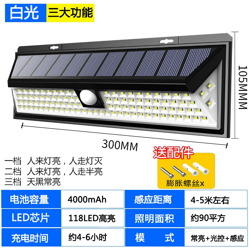 Travel physiological lights solar-powered for gazebo, induction wall sconce, human sensor