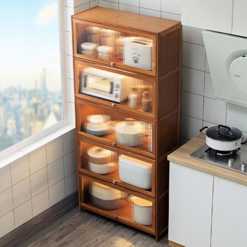 Estantes de cocina, piso, múltiples capas, almacenamiento multifuncional, armarios para el hogar, estantes para microondas, armarios para vajillas al por mayor