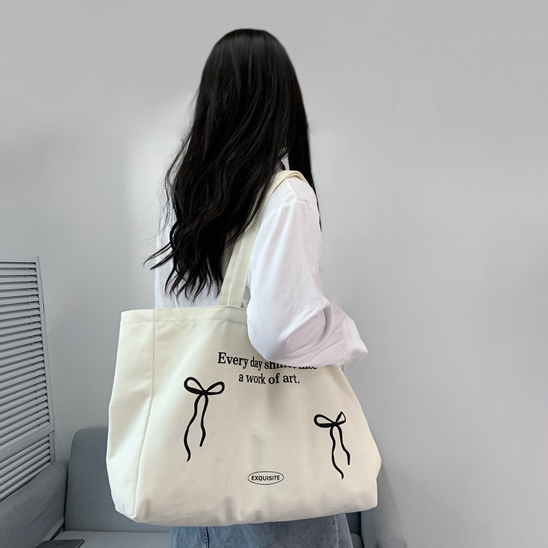 Bolsa de lona de gran capacidad para mujer, estilo sencillo y literario, ideal para yoga, viajes o universidad, bandolera