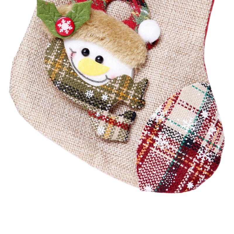 Navidad suministros de decoración calcetines de lino medio colgando campana ancianos muñeco de nieve ciervos dulces bolsa de regalo de Navidad botas Calcetines image 1