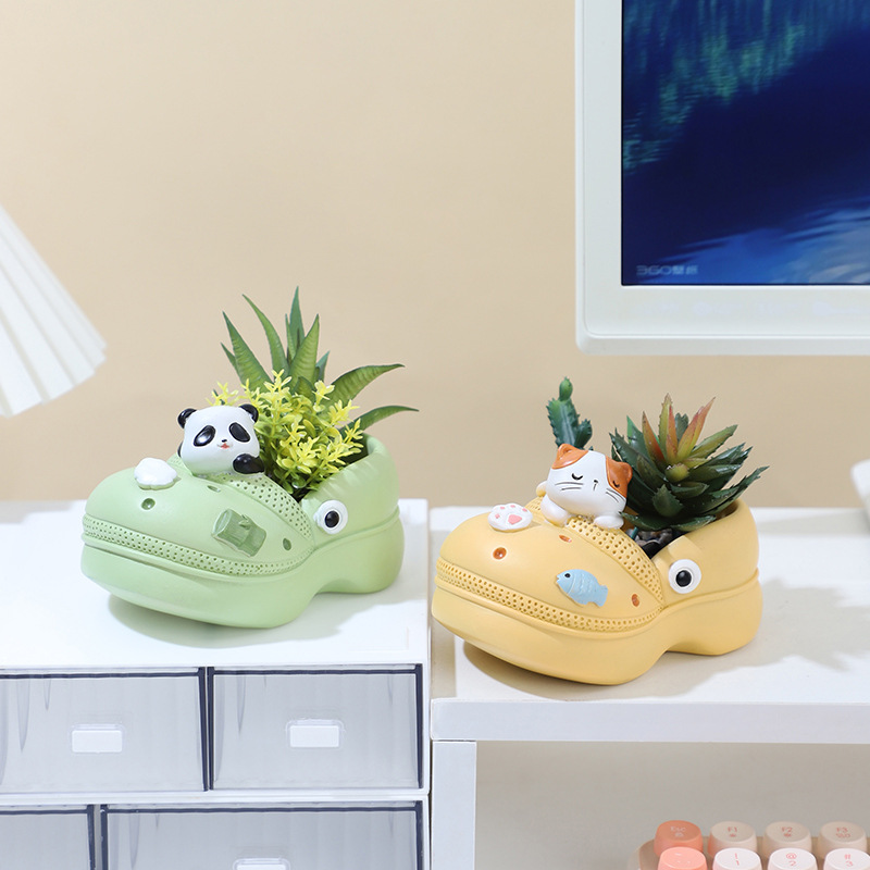 Chậu Cây Resin Chậu cây hình dép Crocs resin cỡ lớn, chậu mọng nước mini, trang trí sân vườn và tiểu cảnh (RG-239)