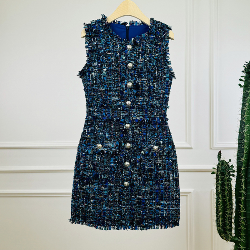 2025 New Autum Style Small Fragrant Skirt, High-End Tweed Salt Style Light Mature Style Braided Dress for Women