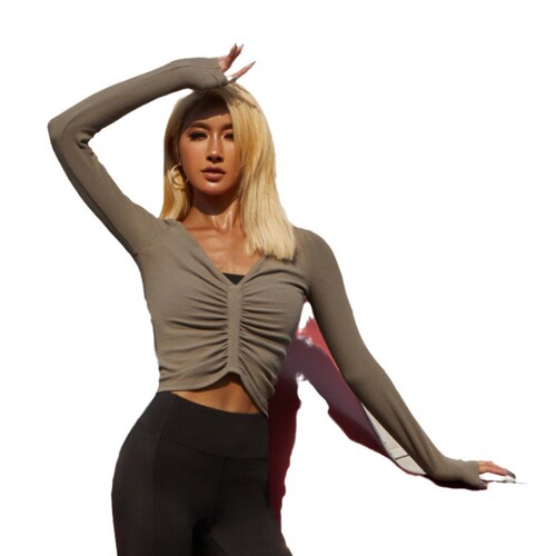 Women's New Long Sleeve T-Shirt, Fitted Breathable Yoga Top, Sports Hoodie, Autumn Exercise Top, One Piece Shipping