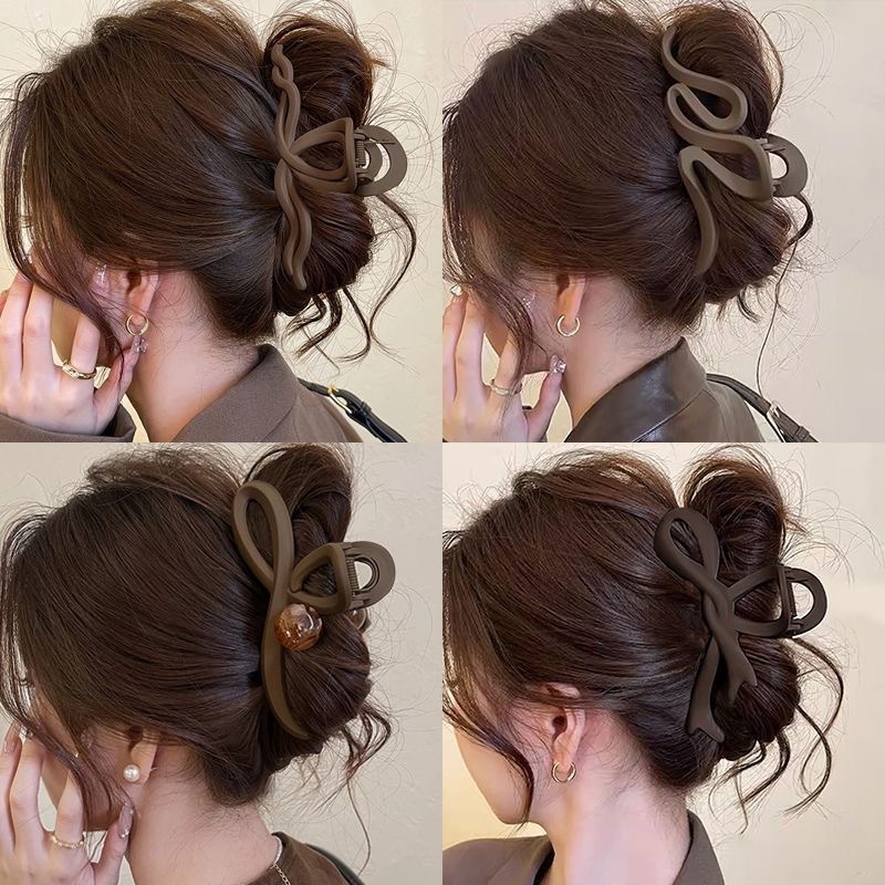 Large Hair Volume Multi-Grab Clip for Women, High-End 2025 New Frosted Hair Clip for the Back of the Head, Shark Clip Headwear