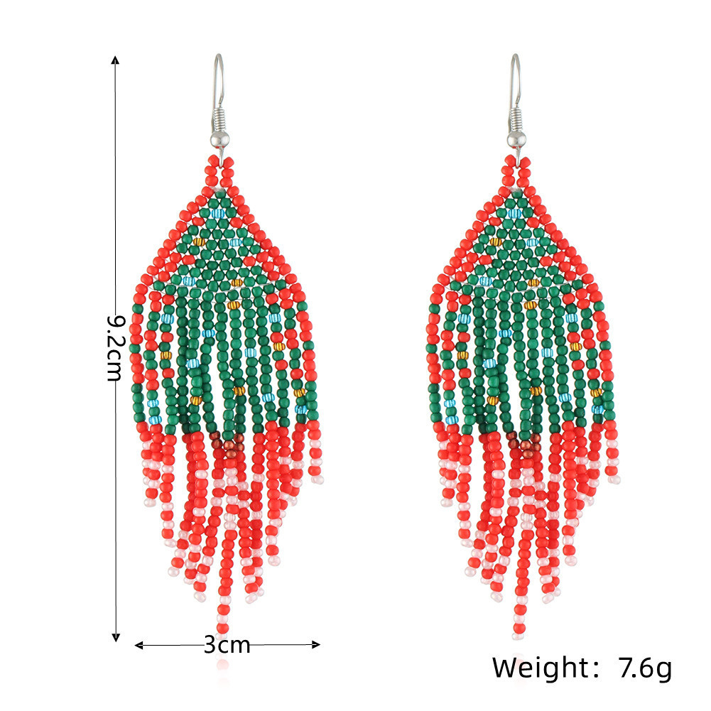 Christmas Festival Christmas Tree, Santa Claus Pattern Simple Style Christmas Tree Santa Claus Seed Bead Women's Drop Earrings 1 Pair