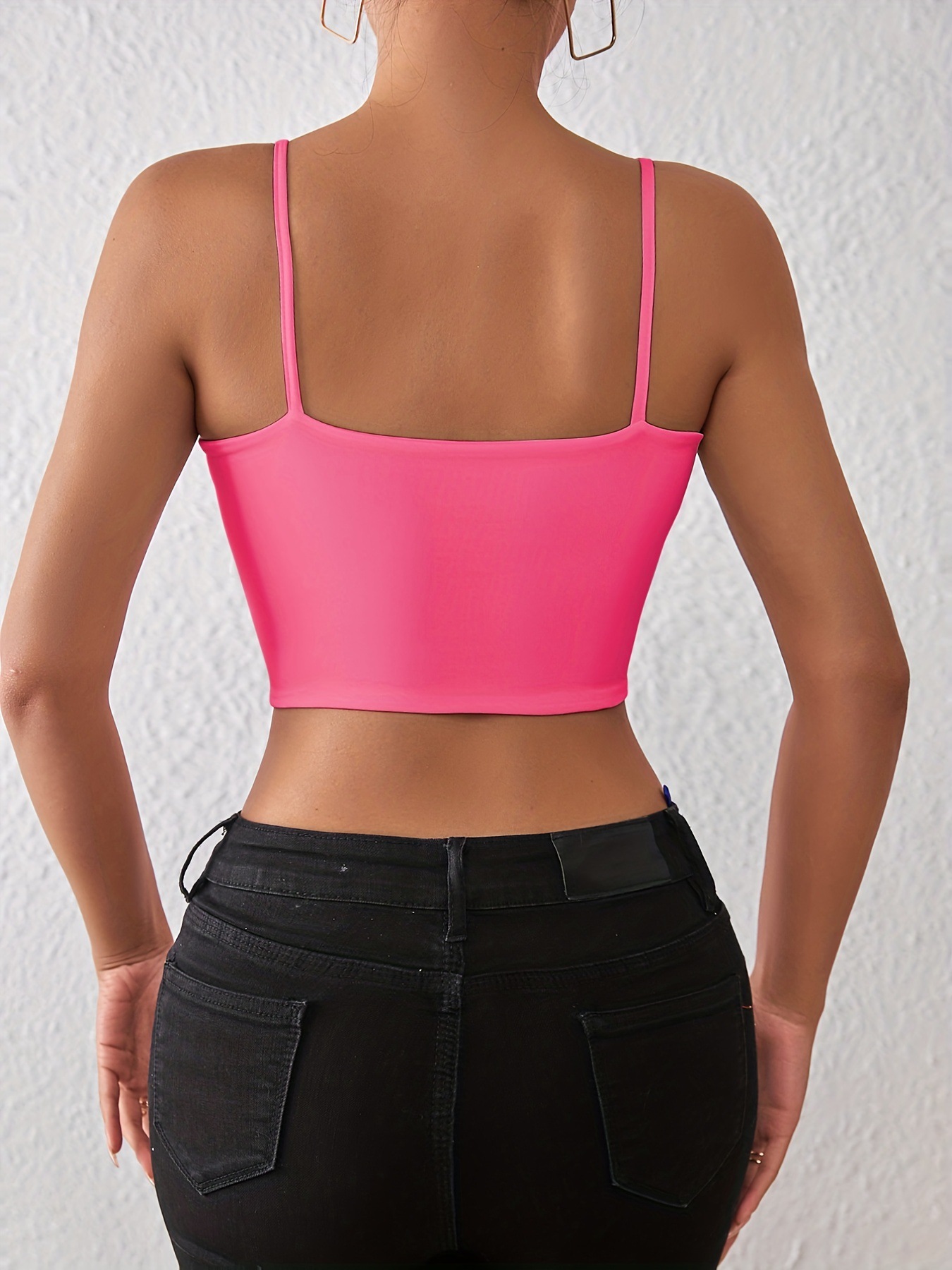 105g Weight Polyester Fabric Type Short Top Length Camisole Tops Type Holiday, Daily, Date Occasion Strap Neckline Slim Fit Type Solid Color Pattern Summer Season Women's Gender Backless Design Sexy Style Wholesale Women's Sexy Solid Color Backless Tank Tops 25