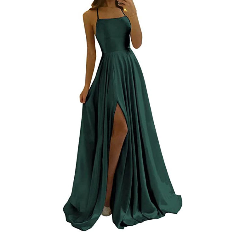 Comercio exterior europeo y americano Amazon AliExpress deseo vestido de noche de las mujeres sexy Correa split simple vestido largo