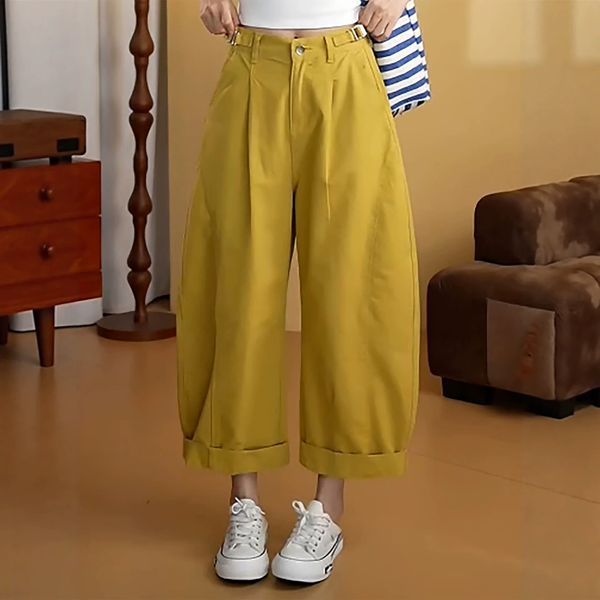 版型好的休闲阔腿裤女夏季薄款2026年流行新款宽松显瘦直筒弯刀裤