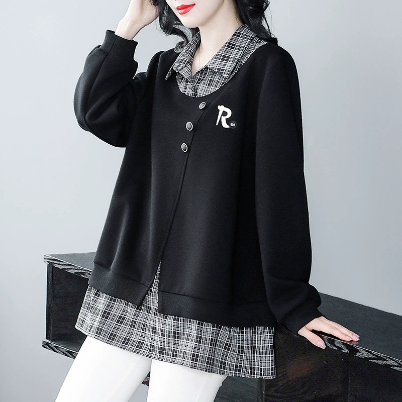 Осенняя и зимняя новая трикотажная рубашка сшить поддельный набор из двух частей