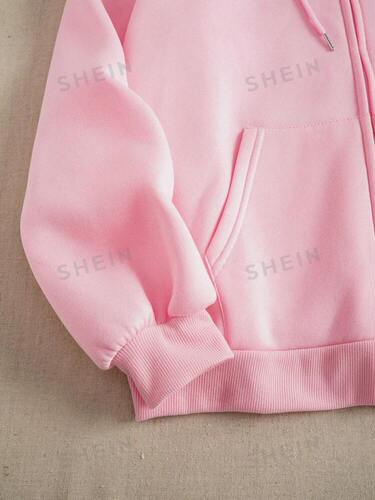 SHEIN Zip Up Drawstring Thermal Lined Hoodie (EU Size)