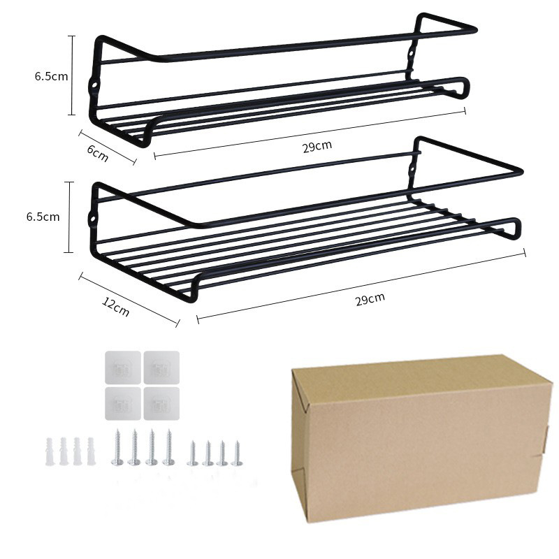 Puerta de gabinete de cocina transfronteriza rack de almacenamiento de condimentos multifuncional sin perforación de tipo de rack de condimentos montado en la pared en stock al por mayor
