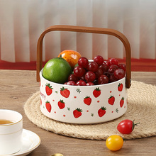 简约陶瓷水果篮手提收纳篮零食干果储物篮家用客厅厨房果盘工艺品