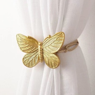 Factory wholesale magnetic metal butterfly curtain strap adjustable rope curtain pull-up lanyard creative curtain buckle