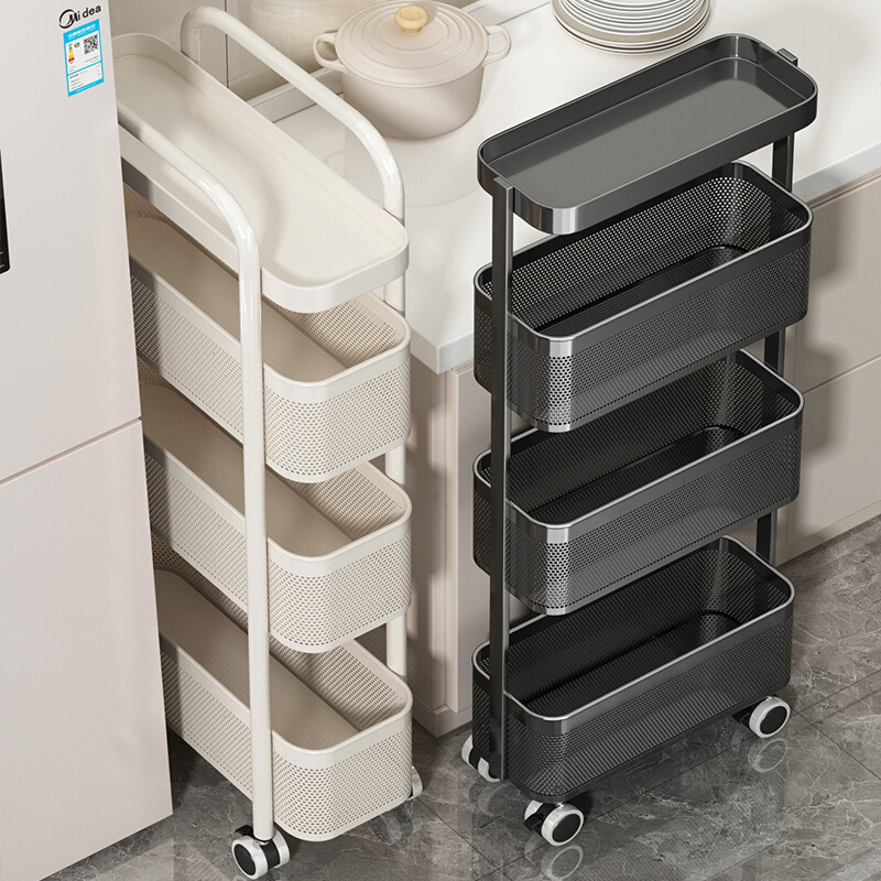 Kitchen Storage Rack Floor Narrow Cabinet Gap Household Toilet Bathroom Mobile Cart Side Gap Storage Rack