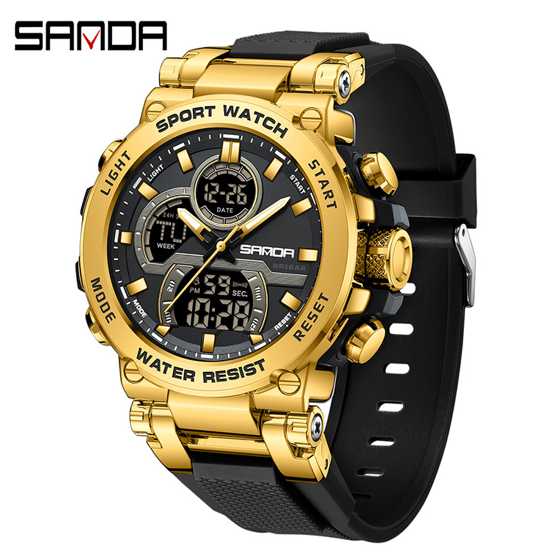 SANDA reloj electrónico transfronterizo personalidad cool reloj de pulsera estudiantes luz nocturna multifuncional moda reloj de pulsera para hombres 6183