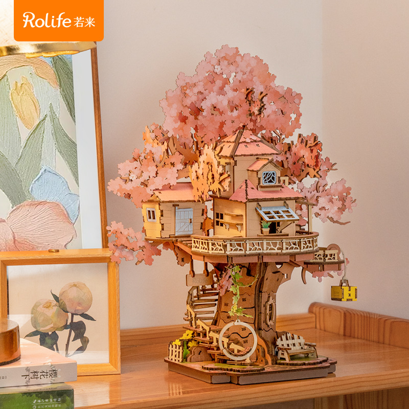 Rollife Ruolai nuevo producto Sakuramon Bookstore diy cabaña modelo de ensamblaje juguete tridimensional juguete de bloques de construcción de madera