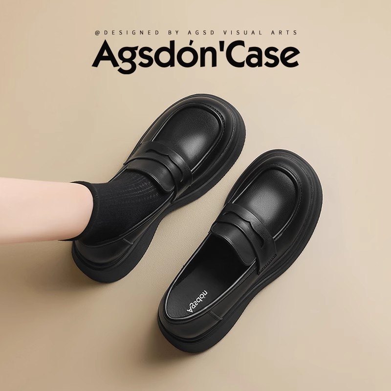 Augu Shi Deng negro Lefour zapatos mujeres 2025 invierno nuevo retro mate zapatos de cuero con zapatos de lana jk