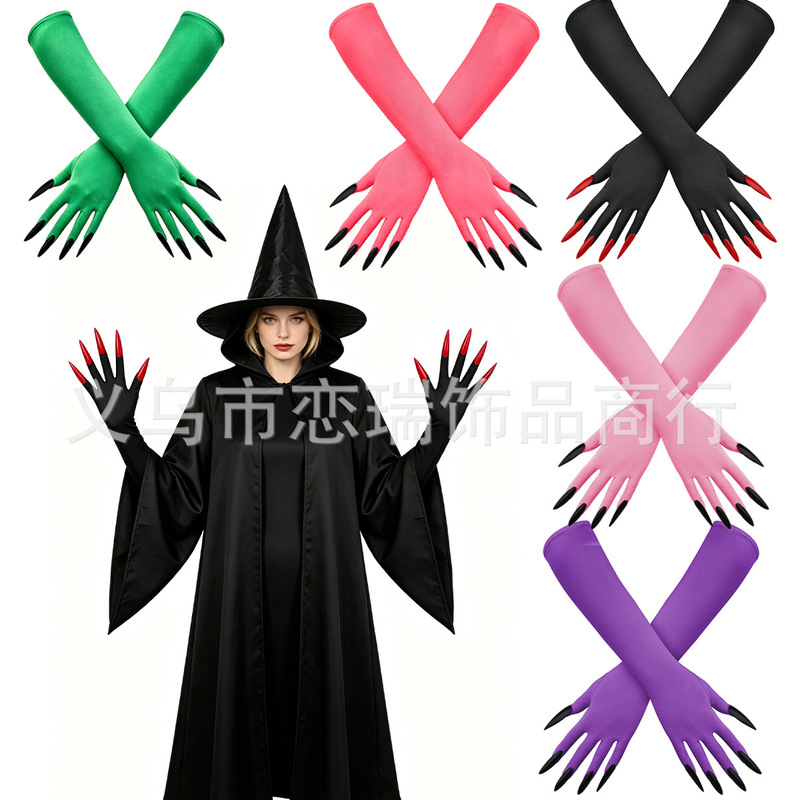 Halloween Party Ghost Claw Long Nail Gloves Dark Witch Cosplay Costume Props Wholesale Cross-Border