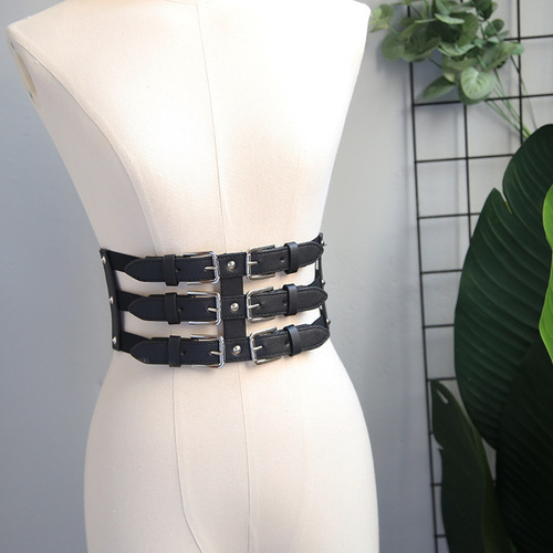 European and American street photography fashion suspender-style girdle decoration black ins punk style suspender belt with suit belt for women